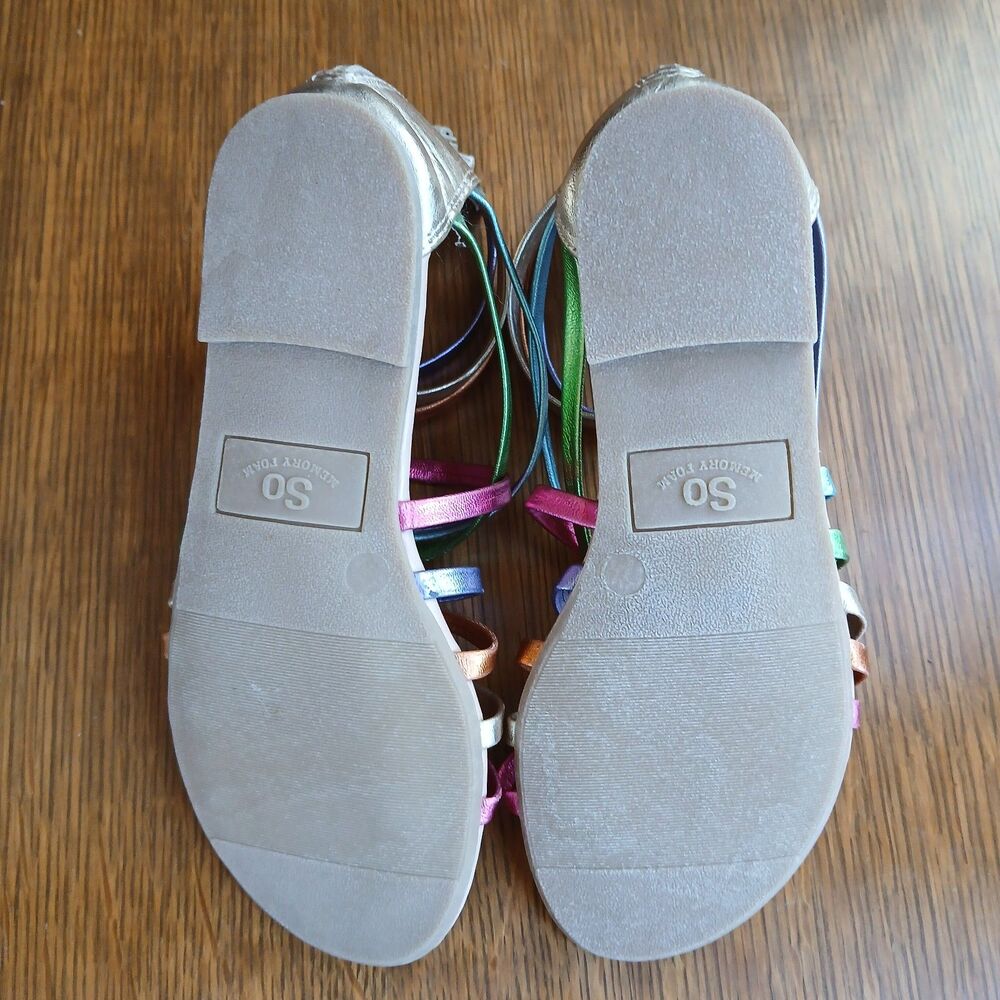 SO Girls Delaine Rainbow Metallic Gladiator Sandals Sz 1 NWOT - Picture 5 of 6